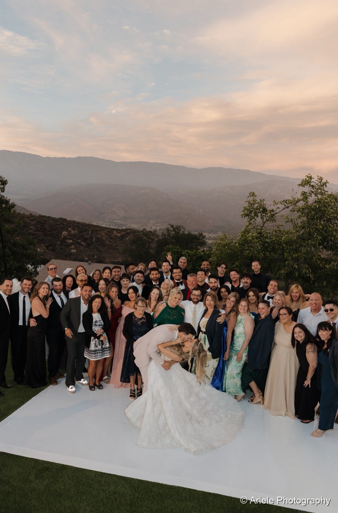 Ashley, Brodie and all their guests together at sunset on the San Diego estate