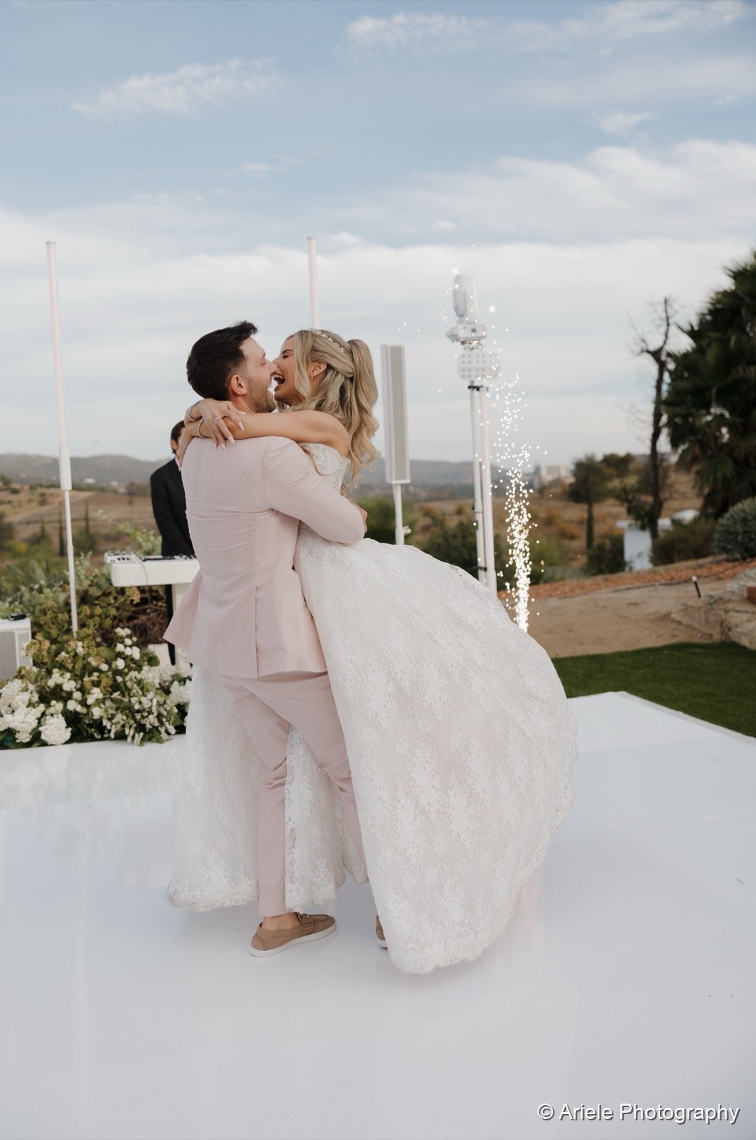Ashley and Brodie’s first dance with sparklers at their San Diego estate wedding